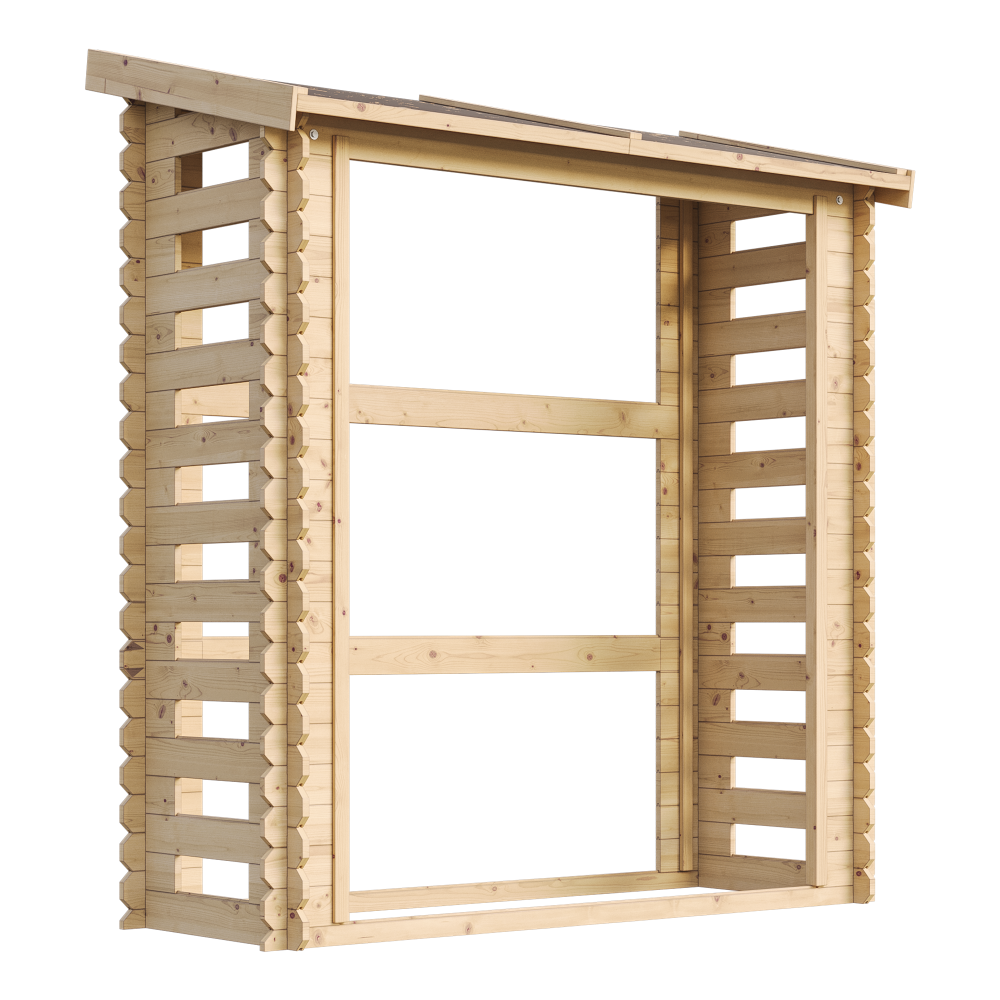 Abri à Bûches Extérieur 1,14 M² - 75x153x159 Cm - En Bois SmartSide, Toit Bitumé, Pour Rangement Bois De Chauffage