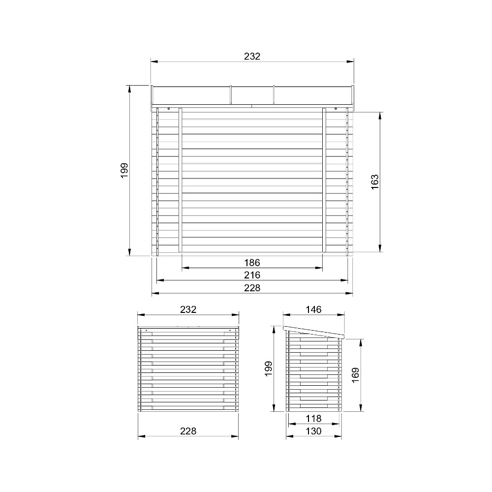 Abri à bûches 1,75 m3 - abri de stockage pour bois de chauffage - range  bûches extérieur - abri à vélo/container - M201