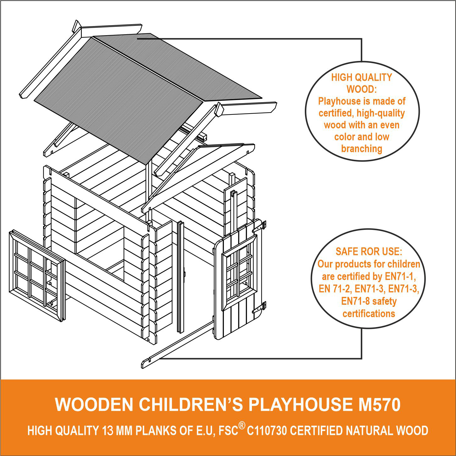 Wooden playhouse M570M - 0.86 m2